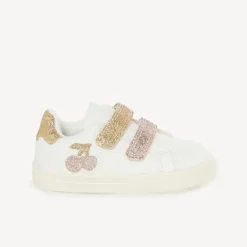 Lage sneakers met pailletten en dubbele velcro meisjes