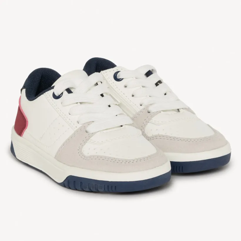 Lage sneakers met veters en rits, tricolore jongens