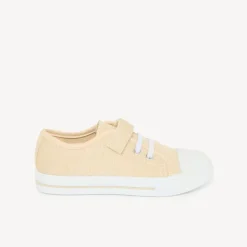 Lage sneakers van gouden stof met klittenband meisjes