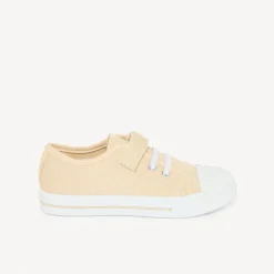 Lage sneakers van gouden stof met klittenband meisjes