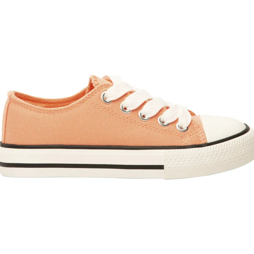 Lage sneakers van stof koraal met veters meisjes