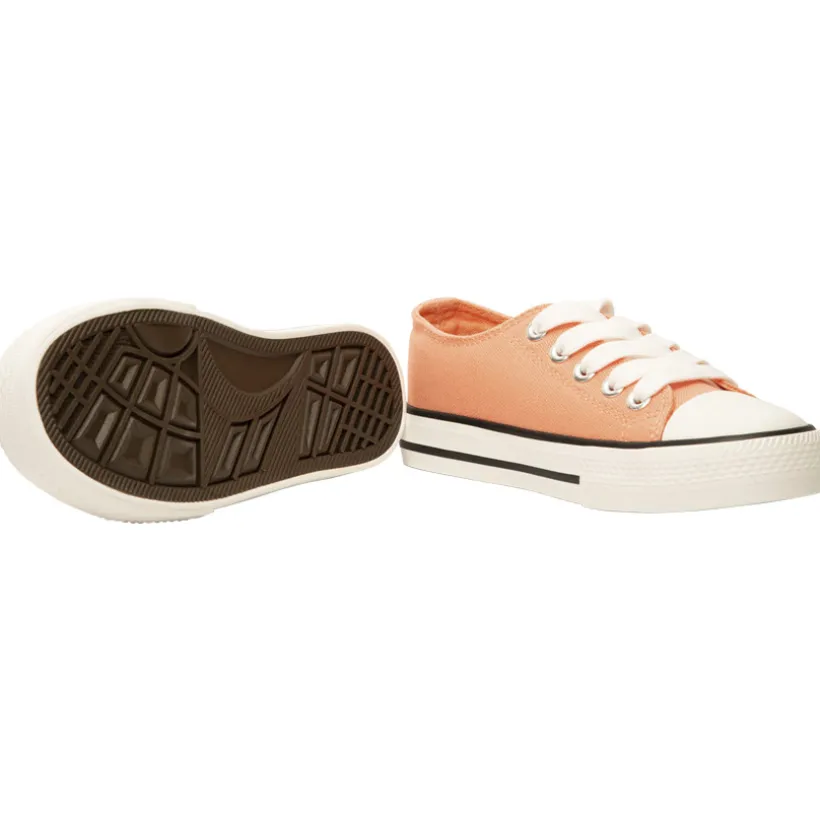 Lage sneakers van stof koraal met veters meisjes