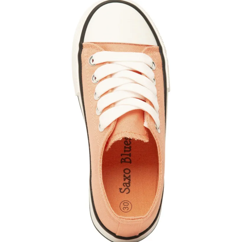 Lage sneakers van stof koraal met veters meisjes