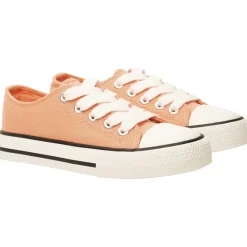 Lage sneakers van stof koraal met veters meisjes