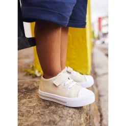 Lage sneakers van stof met elastische veters en klittenband voor baby's