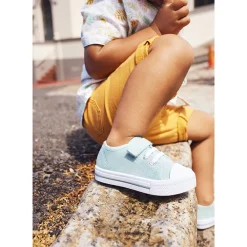 Lage sneakers van stof met elastische veters en klittenband voor baby jongen