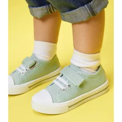 Lage sneakers van stof met elastische veters en klittenband voor baby jongen