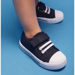 Lage sneakers van stof met elastische veters en klittenband jongens