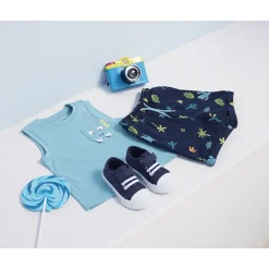Lage sneakers van stof met elastische veters en klittenband jongens