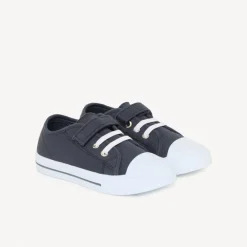 Lage sneakers van stof met klittenband en elastische veters jongens