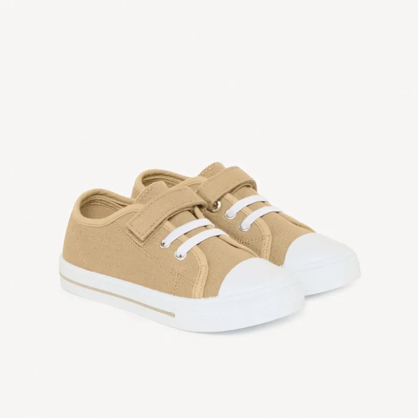 Lage sneakers van stof met veters en klittenband jongens