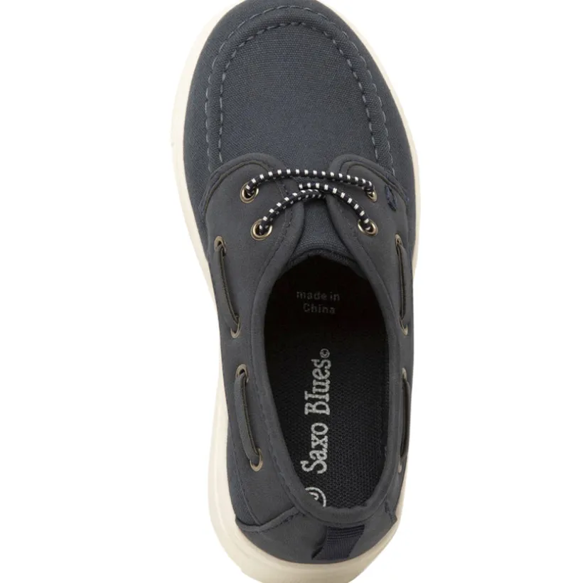 Lage sneakers van twee materialen met elastische veters voor jongen