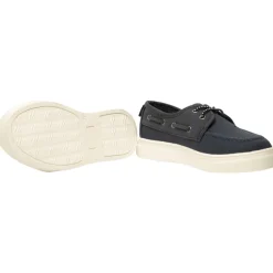 Lage sneakers van twee materialen met elastische veters voor jongen