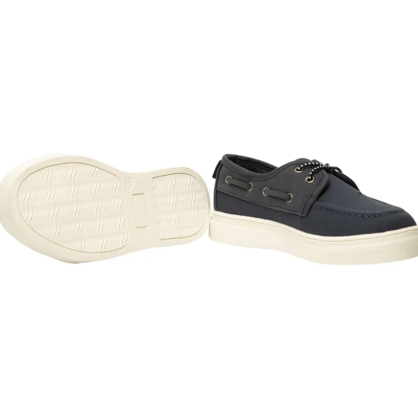 Lage sneakers van twee materialen met elastische veters voor jongen