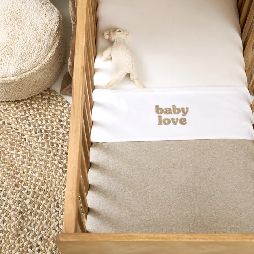 Laken wieg applicatie "Baby Love" 75x100cm Sand Melange