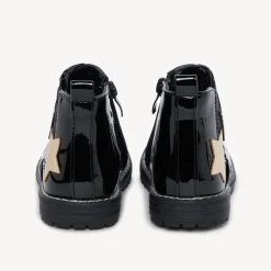 Lakleren bottines met rits en sterpatches voor babymeisje