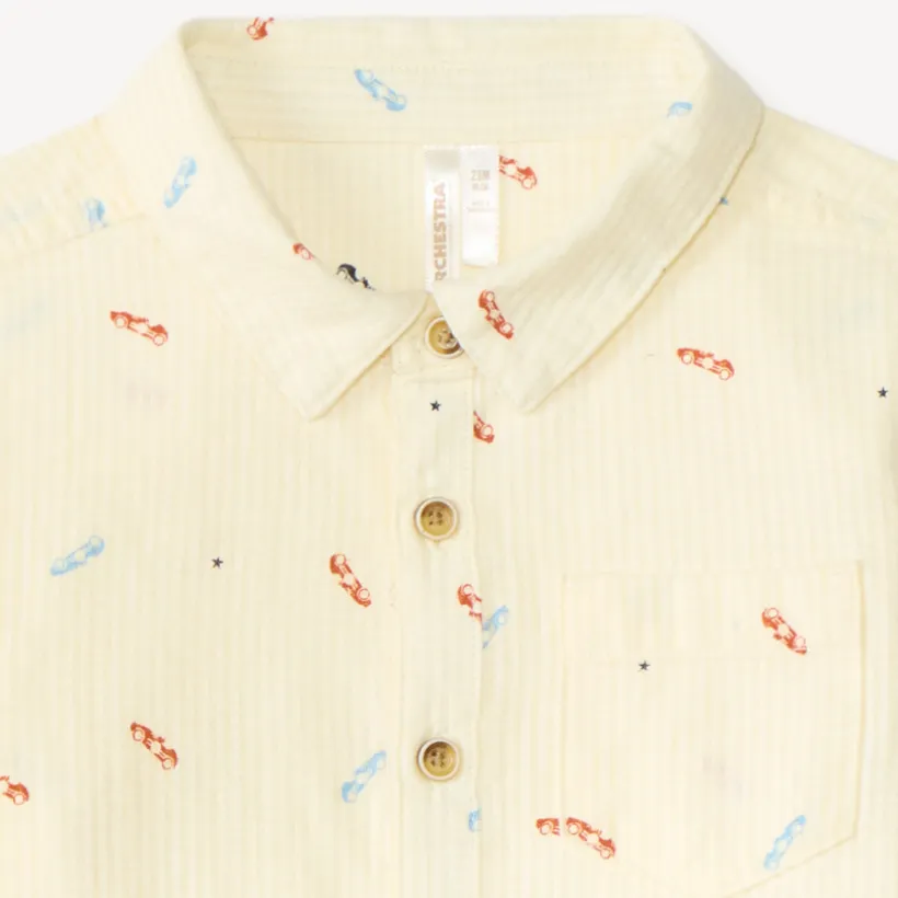 Langarmige babyjongen shirt met kleine auto’s