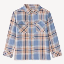 Langarmige flanellen shirt voor jongens met een ruitpatroon