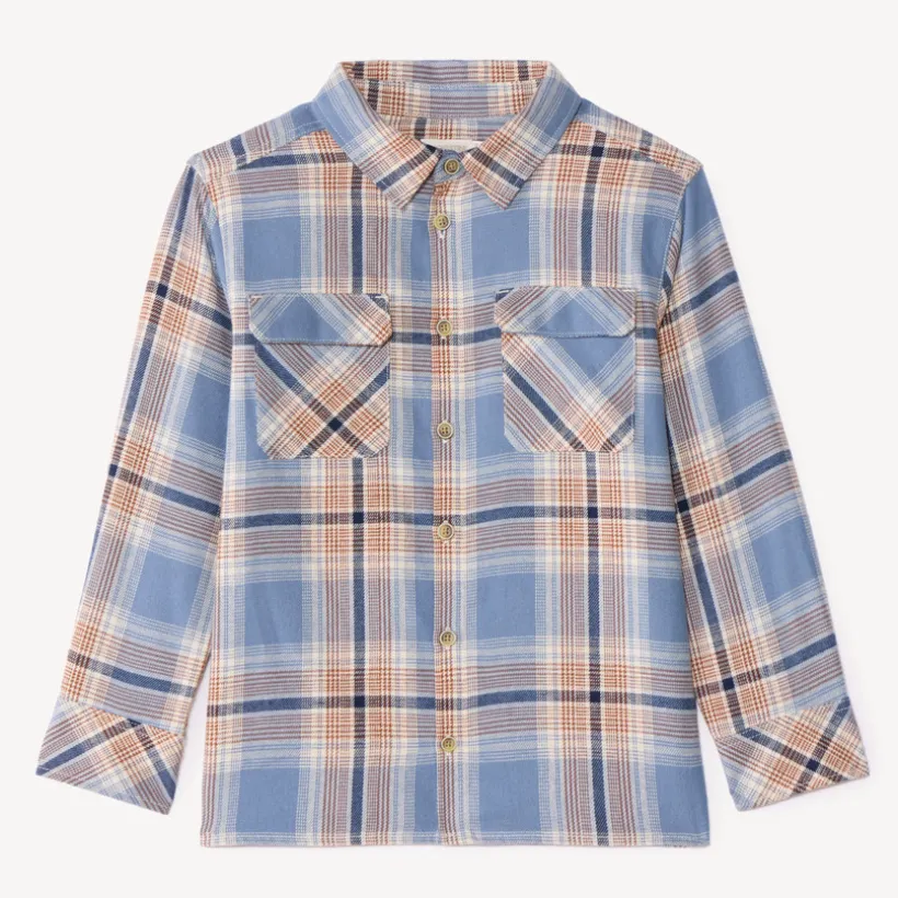 Langarmige flanellen shirt voor jongens met een ruitpatroon