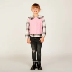 Langarmige geruite blouse 2-in-1 meisjes