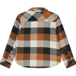 Langarmige geruite blouse met zak jongens
