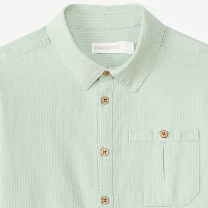 Langarmige gestreepte jongensblouse