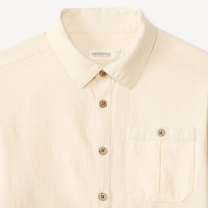 Langarmige gestreepte jongensblouse