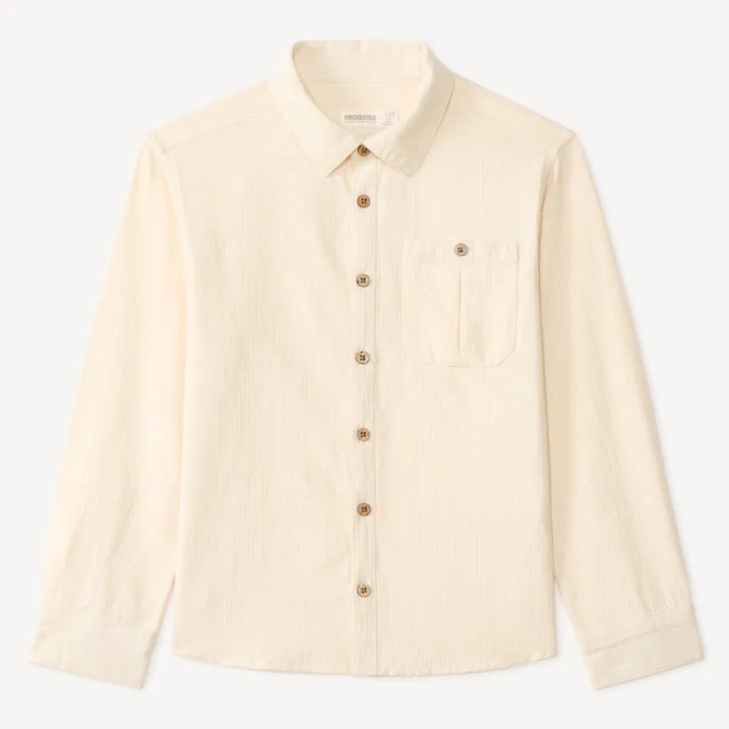 Langarmige gestreepte jongensblouse