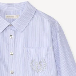 Langarmige gestreepte meisjesblouse met zilveren details