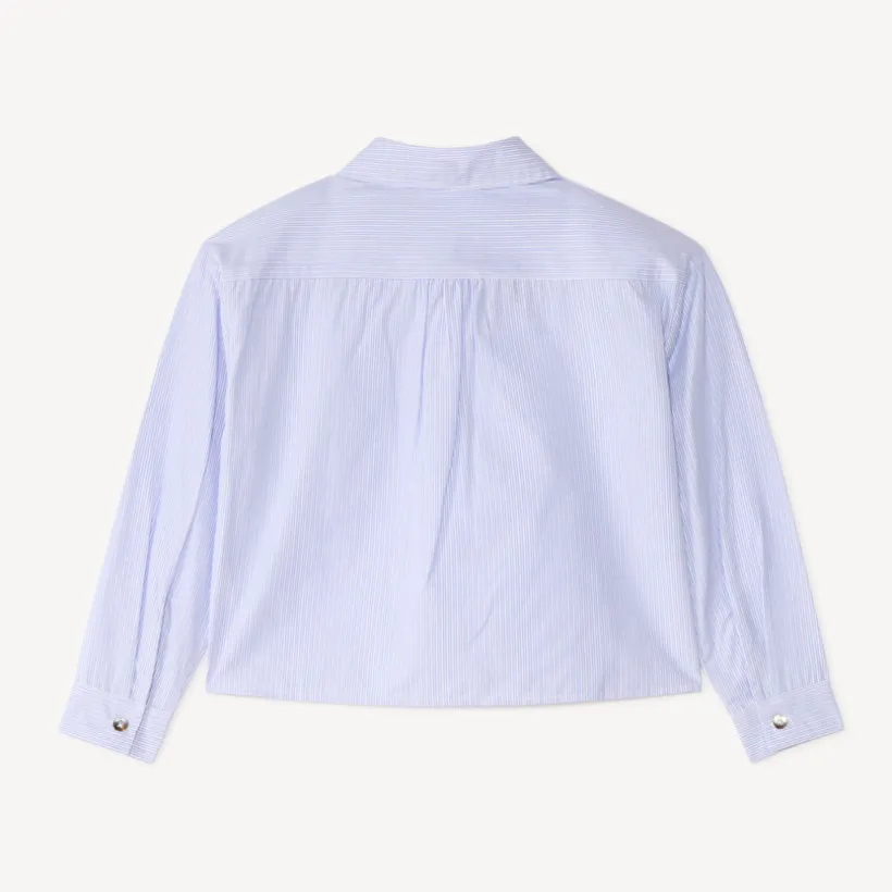 Langarmige gestreepte meisjesblouse met zilveren details