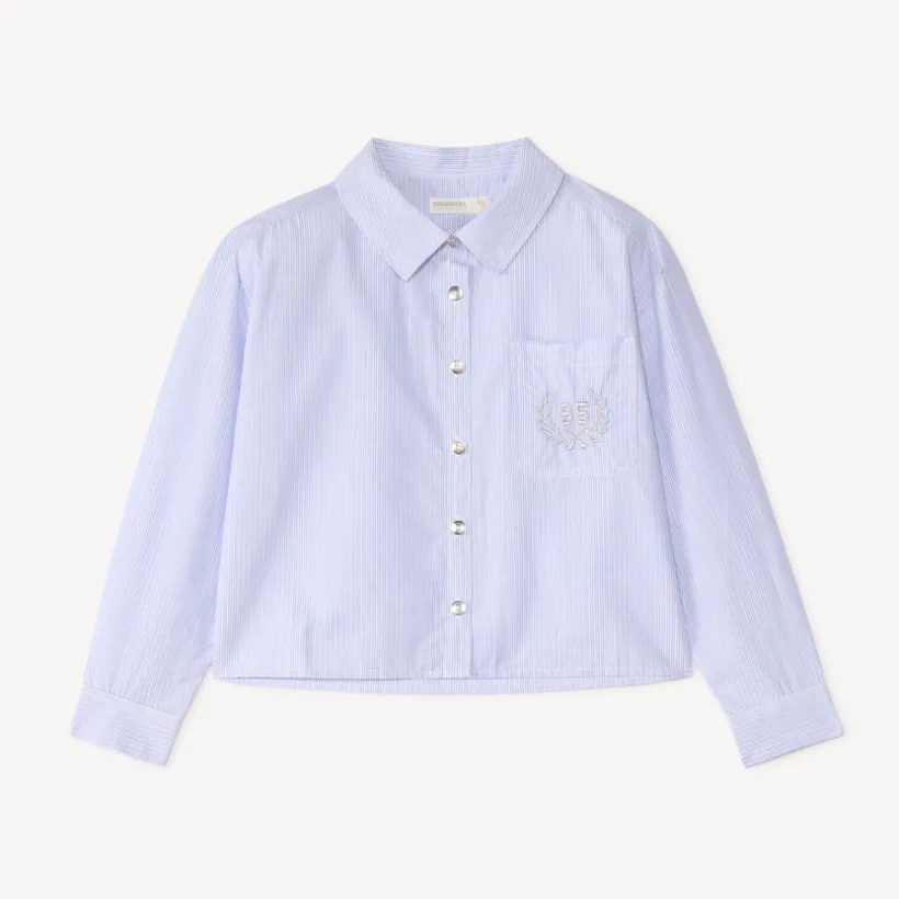 Langarmige gestreepte meisjesblouse met zilveren details