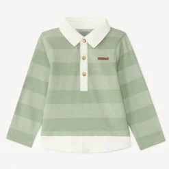 Langarmige gestreepte polo met 2-in-1 effect voor babyjongen