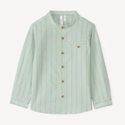 Langarmige gestreepte shirt met Mao-kraag voor babyjongen