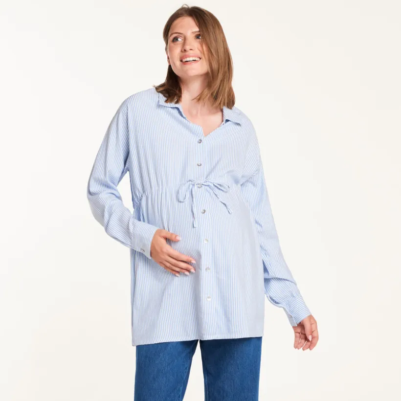 Langarmige gestreepte zwangerschapsblouse