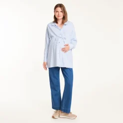 Langarmige gestreepte zwangerschapsblouse