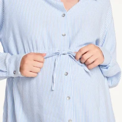 Langarmige gestreepte zwangerschapsblouse
