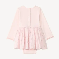 Langarmige jurk voor babymeisjes met 2-in-1-effect en geïntegreerd rompertje