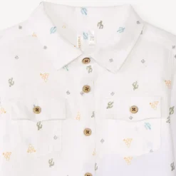 Langarmige shirt van cactusbedrukt canvas voor babyjongen