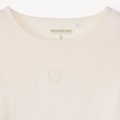 Langarmig geribd T-shirt met geborduurde hartjes meisjes