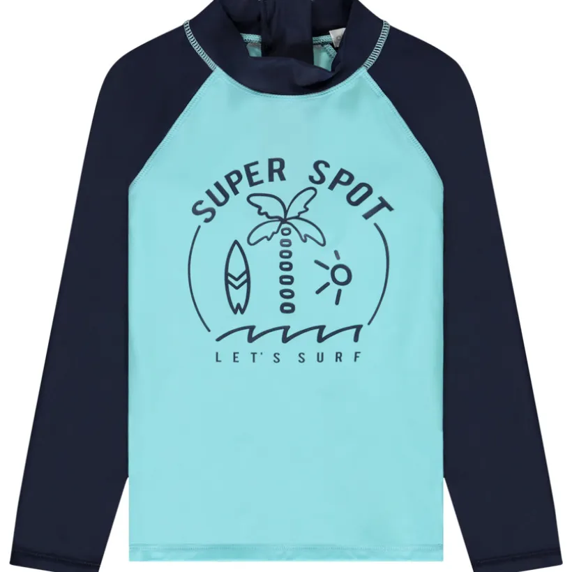 Langarmig T-shirt met anti-UV SPF 50+ en surfprint voor jongens