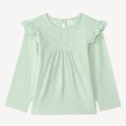 Langarmig T-shirt voor babymeisjes met Engelse borduursel