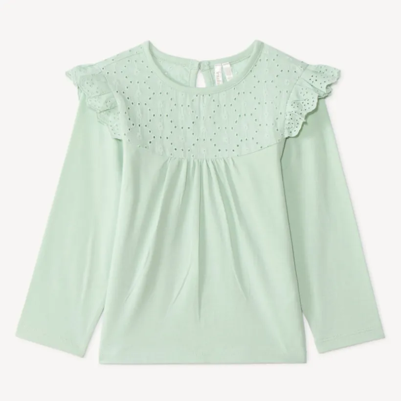Langarmig T-shirt voor babymeisjes met Engelse borduursel