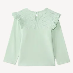 Langarmig T-shirt voor babymeisjes met Engelse borduursel