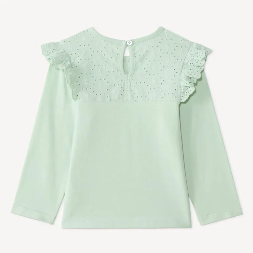 Langarmig T-shirt voor babymeisjes met Engelse borduursel