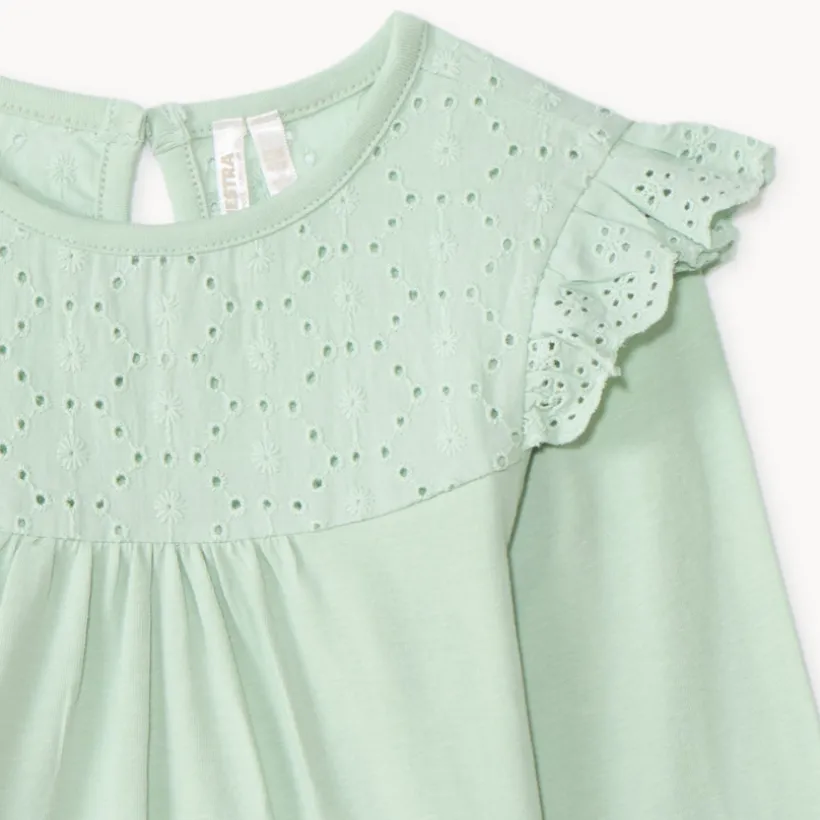 Langarmig T-shirt voor babymeisjes met Engelse borduursel