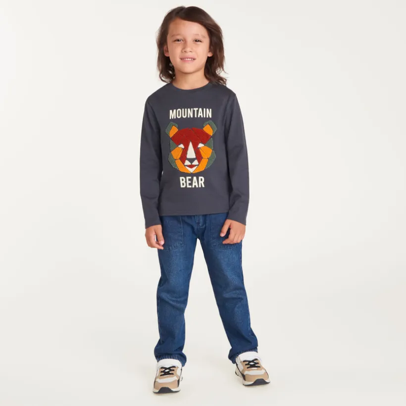 Langarm T-shirt jongens met fancy bouclette print