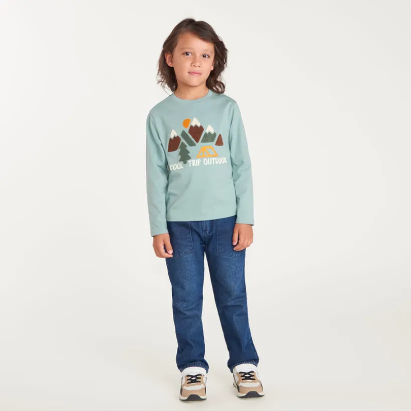 Langarm T-shirt jongens met fancy bouclette print