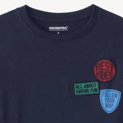 Langarm T-shirt jongens met geborduurde badges
