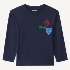 Langarm T-shirt jongens met geborduurde badges