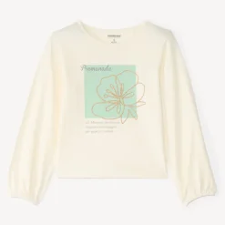 Langarm T-shirt meisjes met bloemenprint